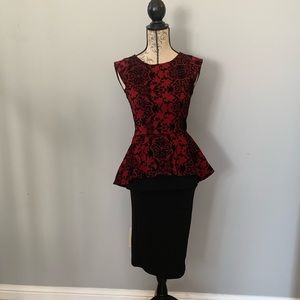 Black/red peplum dress